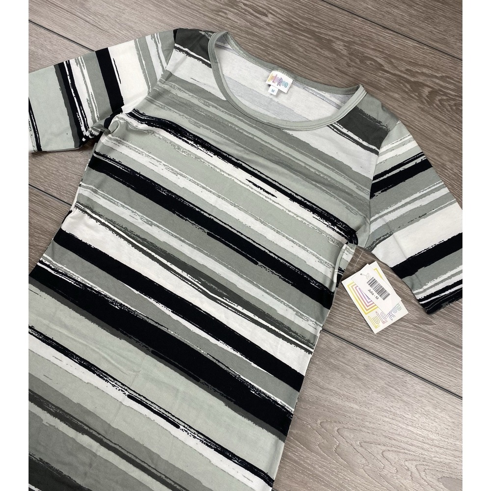 Lularoe Women's Julia Sheath Wide Striped Midi Dress Grey Medium New‎
